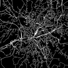 1:1 square aspect ratio vector road map of the city of  Campobasso in Italy with white roads on a black background.