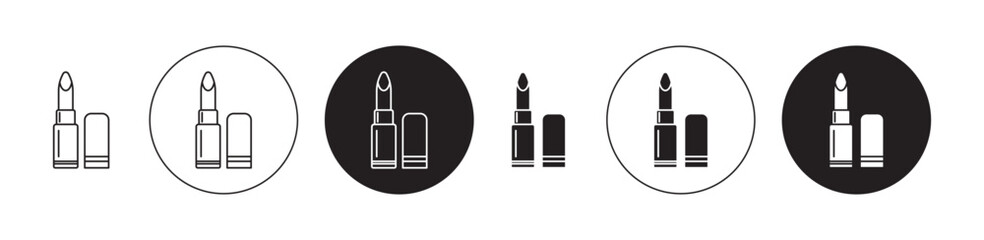 Vector icon set for lipstick. Makeup cosmetic lipstick product symbol for UI designs. - obrazy, fototapety, plakaty