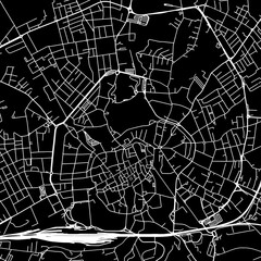 1:1 square aspect ratio vector road map of the city of  Vicenza in Italy with white roads on a black background. - obrazy, fototapety, plakaty