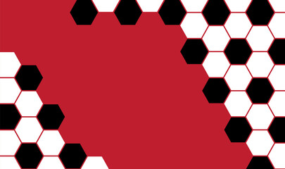 Soccer ball on red background. Football net pattern. Honeycomb cells. hexagon background. ©  sri.ast