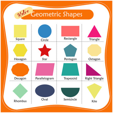 Geometric Shapes with Retro Colour. Basic Geometric Shapes. Shape Names.