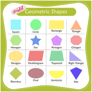 Geometric Shapes with Pastel Color. Basic Geometric Shapes. Shape Names.