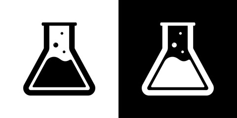 Lab flask for chemistry design. Medical health symbol. Glass beaker illustration.