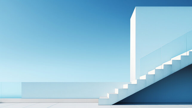 stairway to the sky, minimal white architecture