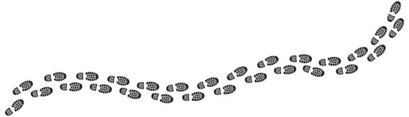 Step footprints paths. footstep prints and shoe steps . shoe tread footprints vector illustration isolated on white background.