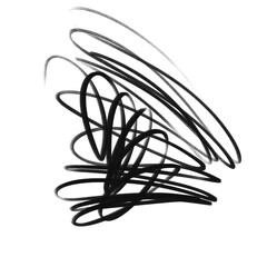 Obraz na płótnie Canvas Abstract black line with curved linear shape on white background — Scribbles created carelessly or hurriedly