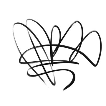 Abstract black line with curved linear shape on white background — Scribbles created carelessly or hurriedly