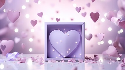  a white box with a heart inside surrounded by pink hearts.  generative ai