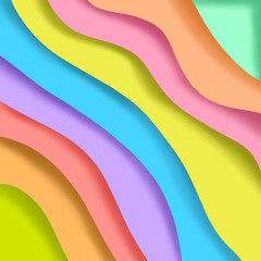 Abstract Colorful 3D Curved Shape Paper Cut Layers Style Graphic Wallpaper Background, Abstract Light Colored Design for Posters Advertising Banner Brochure