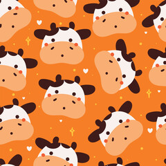 seamless pattern cartoon cow. cute animal wallpaper illustration for gift wrap paper