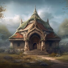 Obraz premium Ancient Celtic Building. Generative AI