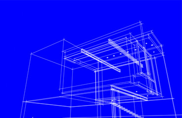 Modern architecture sketch vector 3d drawing