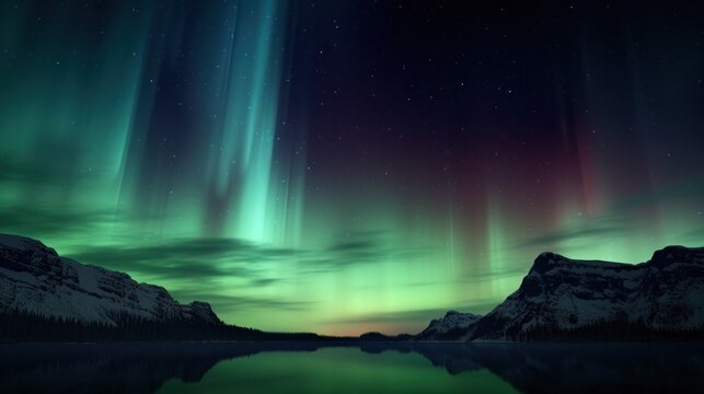 a magnificent sky adorned with the aurora borealis and a blanket of stars captures the green northern lights