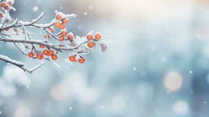 red berries on a tree branch covered in snow.