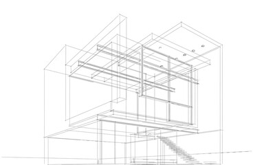 Modern architecture sketch 3d rendering 