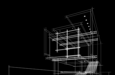 Modern architecture sketch 3d rendering 