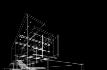 Modern architecture sketch 3d rendering 