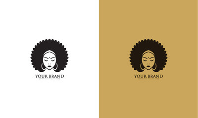 Afro hair beauty logo, vector graphic design - obrazy, fototapety, plakaty