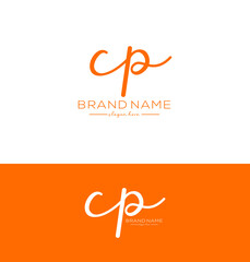 cp Letter Handwriting Signature Logo cp icon cp latter logo Design