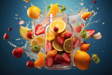 Obraz na płótnie Canvas Fruit mix, water splash. Healthy eating concept.