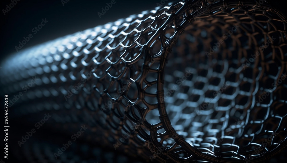 Aufkleber metallic circle grid backdrop with shiny reflection generated by ai
