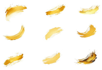 Kunstvolle goldende Pinselstriche als Kollektion im Vektorformat (Generative AI).