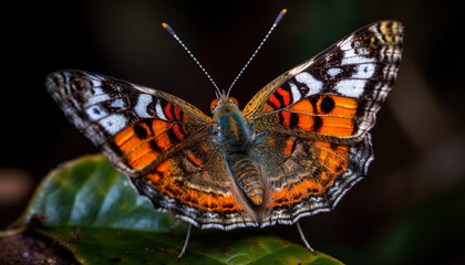 Vibrant butterfly wings showcase natural beauty in multi colored macro close up generated by AI