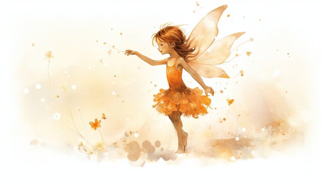  a painting of a little girl dressed as a fairy holding a butterfly.  generative ai