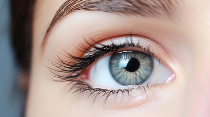 Obraz premium Female eye with long eyelashes close-up 