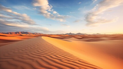 Fototapeta na wymiar Desert with a blue sky and the sun shining on it