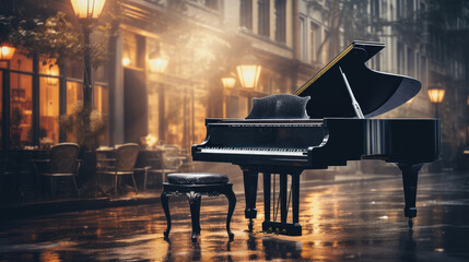 Naklejka premium Piano in the street