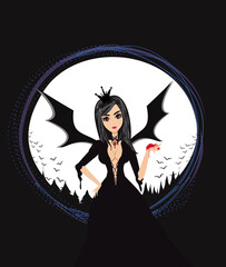 Beautiful Sexy Gothic Female Vampire holding a bloody heart - card - 659482087