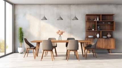 cosy comfort dining room in contemporary natural color scheme concept design house beautiful design mockup template showcase room interior background ideas