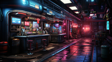 meets cyberpunk aesthetic plants grow everywhere, psychedelic neon colors meet crazy maximalism 3d generative ai