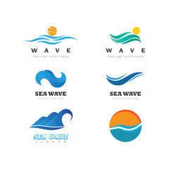 Sea wave logo vector business element and symbol