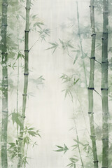 Cloth pattern design, printmaking style of bamboo, a thin, large white space