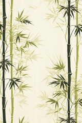 Cloth pattern design, printmaking style of bamboo, a thin, large white space