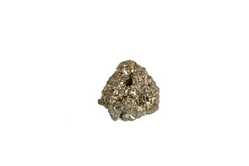pyrite mineral stone macro on white background