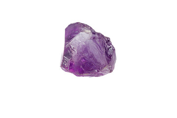 Amethyst mineral stone macro on white background