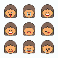 Mother's face emoticon icon set.