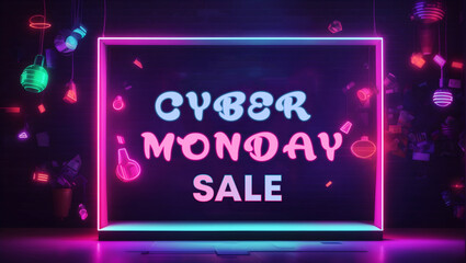 Cyber monday sale poster With gloosy text - obrazy, fototapety, plakaty