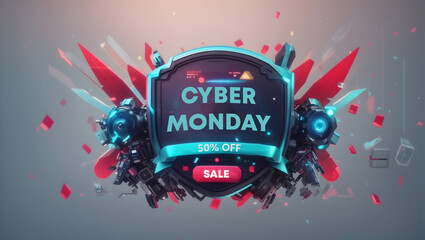 Cyber monday sale banner on screen