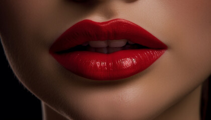 Fototapeta premium Beautiful woman with shiny lips exudes sensuality and elegance generated by AI