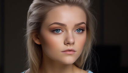 Fototapeta premium Beautiful fashion model with elegance and sensuality looking at camera generated by AI