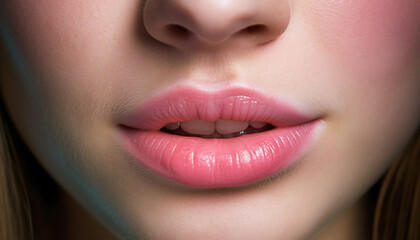 Naklejka premium Fresh faced beauty with a cute smile and healthy teeth generated by AI