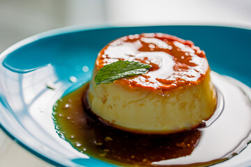 Bulgarian Cream Caramel pudding variation of flan and crème brûlée consisting of eggs, milk, sugar, custard and vanilla extract.