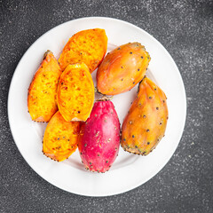 prickly pear tasty exotic fruit figues de barbarie appetizer meal food snack on the table copy space food background rustic top view