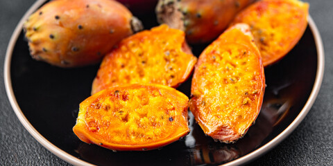 prickly pear tasty exotic fruit figues de barbarie appetizer meal food snack on the table copy space food background rustic top view