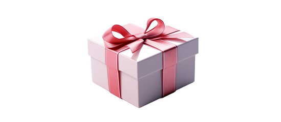 Gift box with ribbon without background, for Valentine's Day, birthdays, weddings