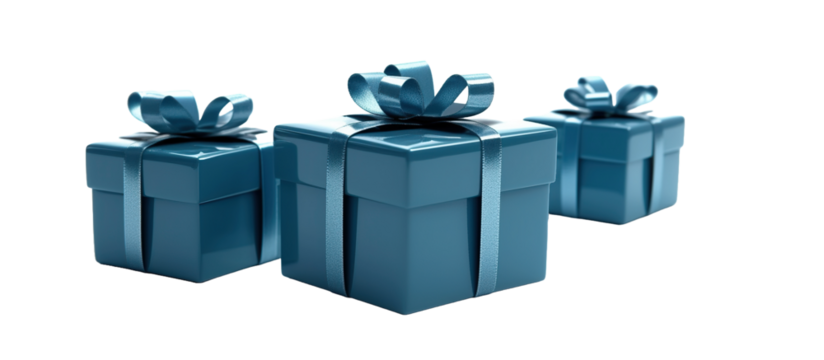 Gift box with ribbon without background, for Valentine's Day, birthdays, weddings